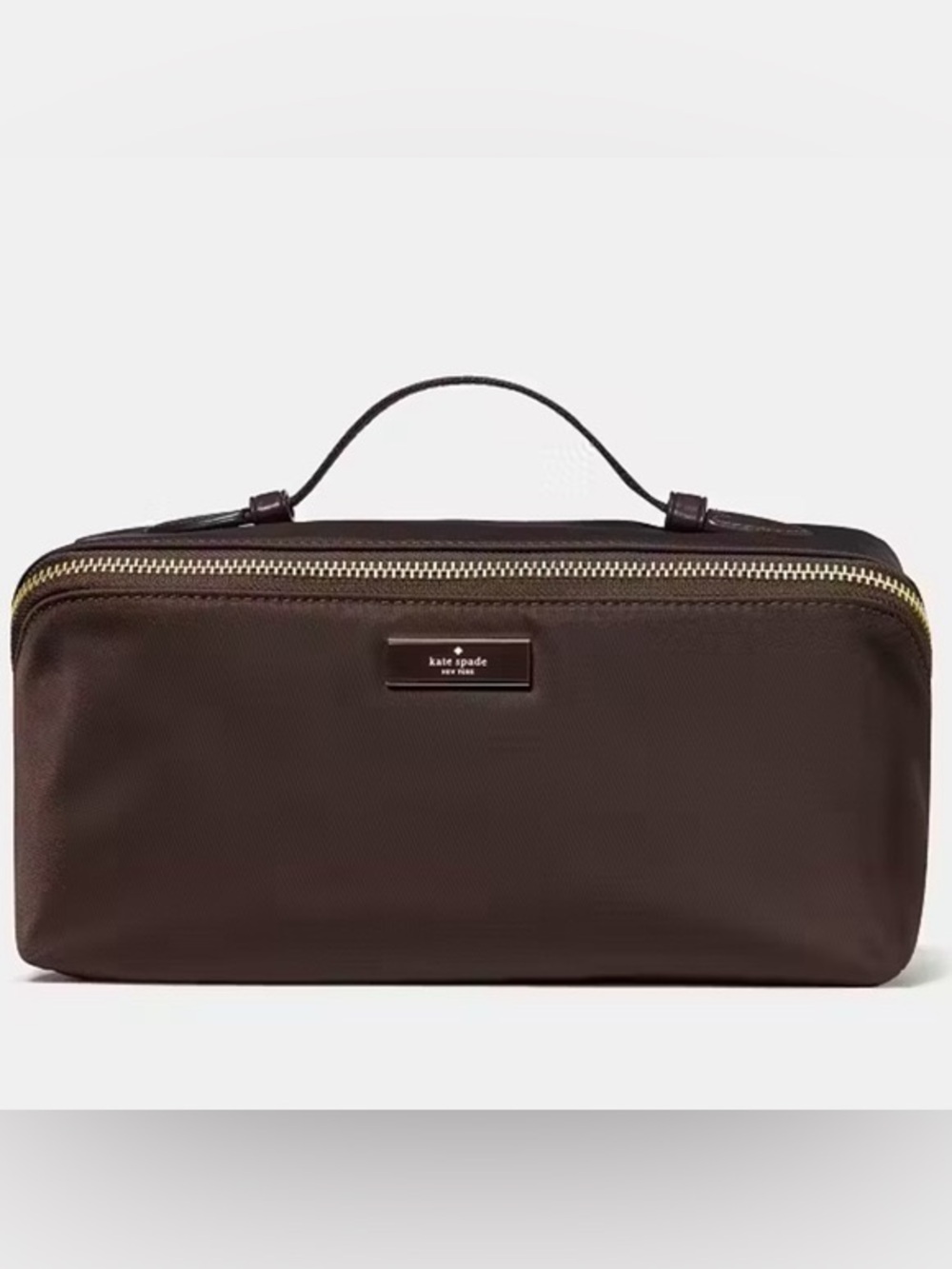 Kate Spade Carter Nylon Travel Cosmetic Pouch in Hot Fudge